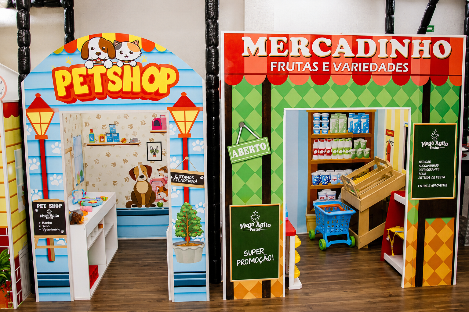 Mercadinho e Petshop da área infantil do Mega Agito em Hortolândia